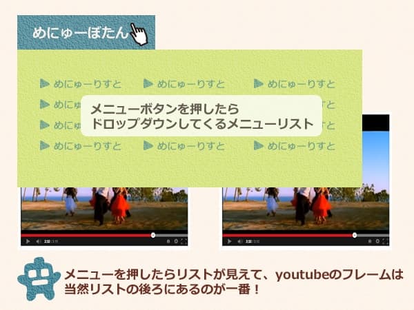 youtubeのフレームとリストの重なり youtubeのフレームとリストの重なり